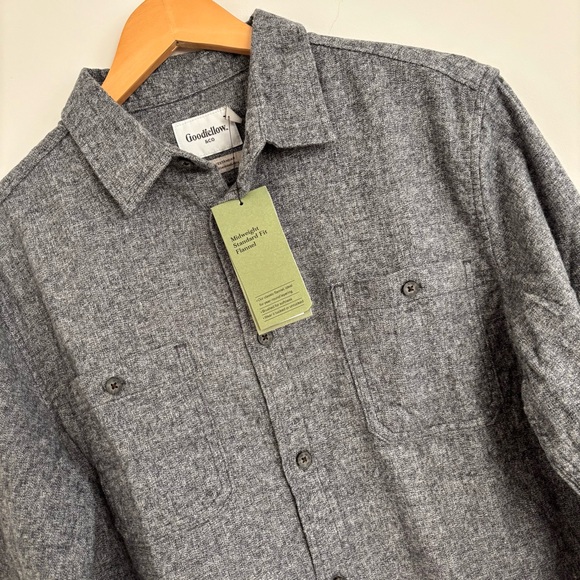 Goodfellow & Co. Men’s midweight long-sleeve flannel button-down shirt in gray - Picture 5 of 7